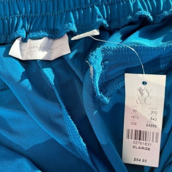 New York and co Women Pants XL Blue Stretch Knit Workwear Polyester Spandex - Picture 10 of 12